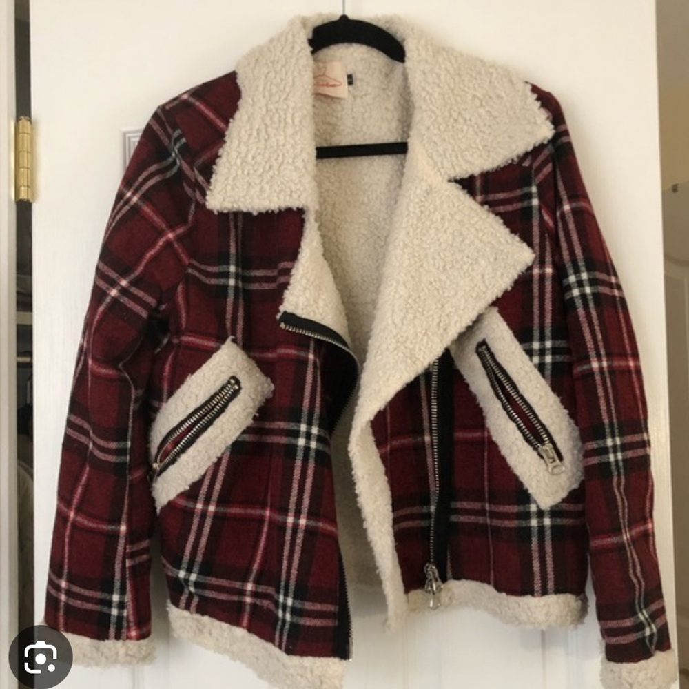 LF Red and White Plaid Jacket